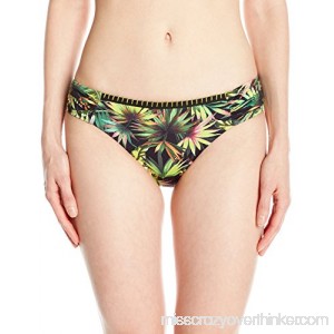 Lucky Brand Junior's Coastal Palms Side Sash Hipster Bikini Bottom Black B01M8Q6CUT